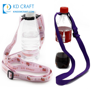 Wholesale sublimation printed polyester pink wine glass holder neck strap custom screen printed lanyards with safety breakaway